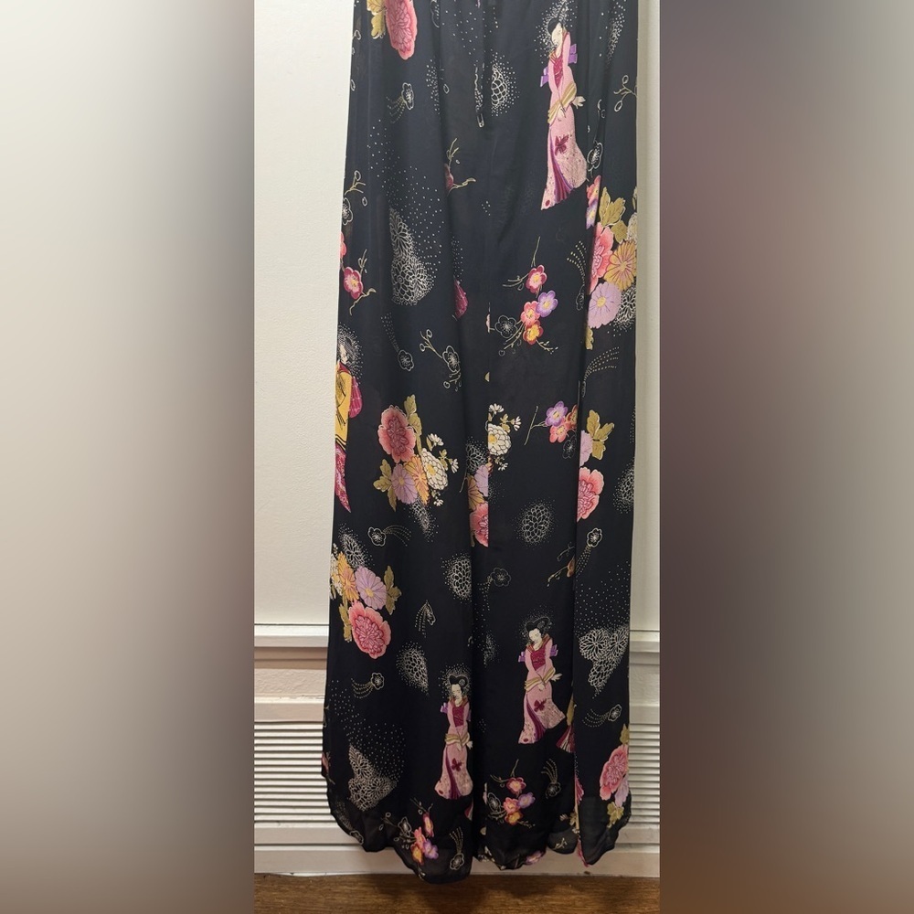 RARE Reformation Sutherland Kyoto Geisha Black Floral Tie Back Dress Size 6 - Picture 13 of 16